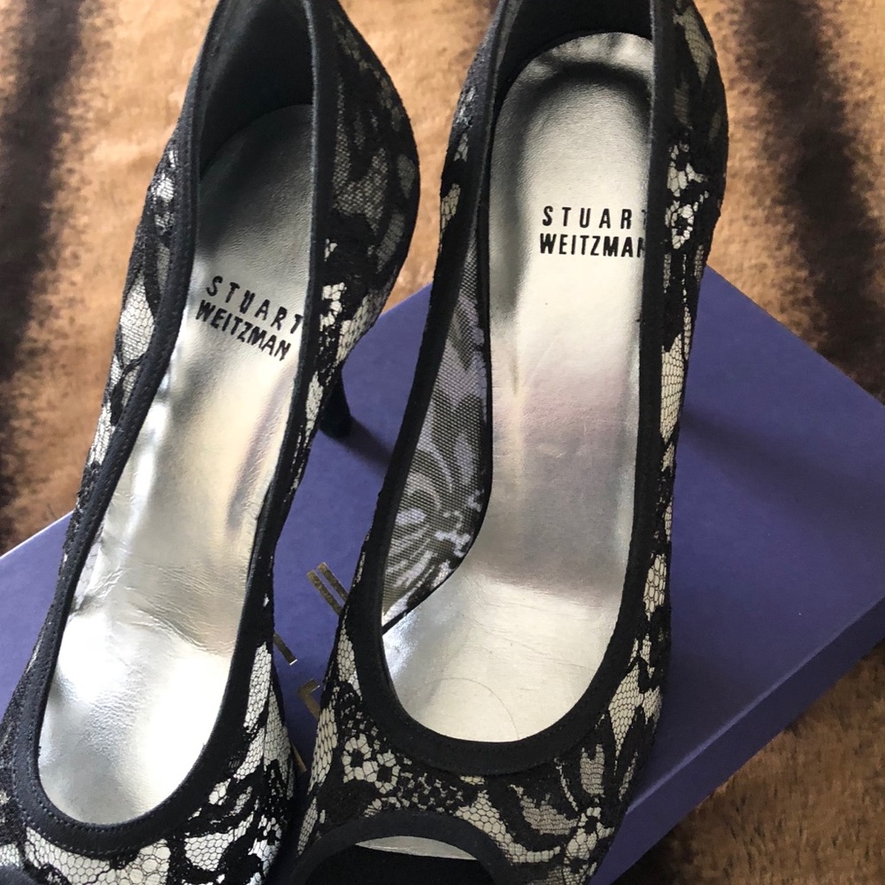Stuart Weitzman Black lace pumps
